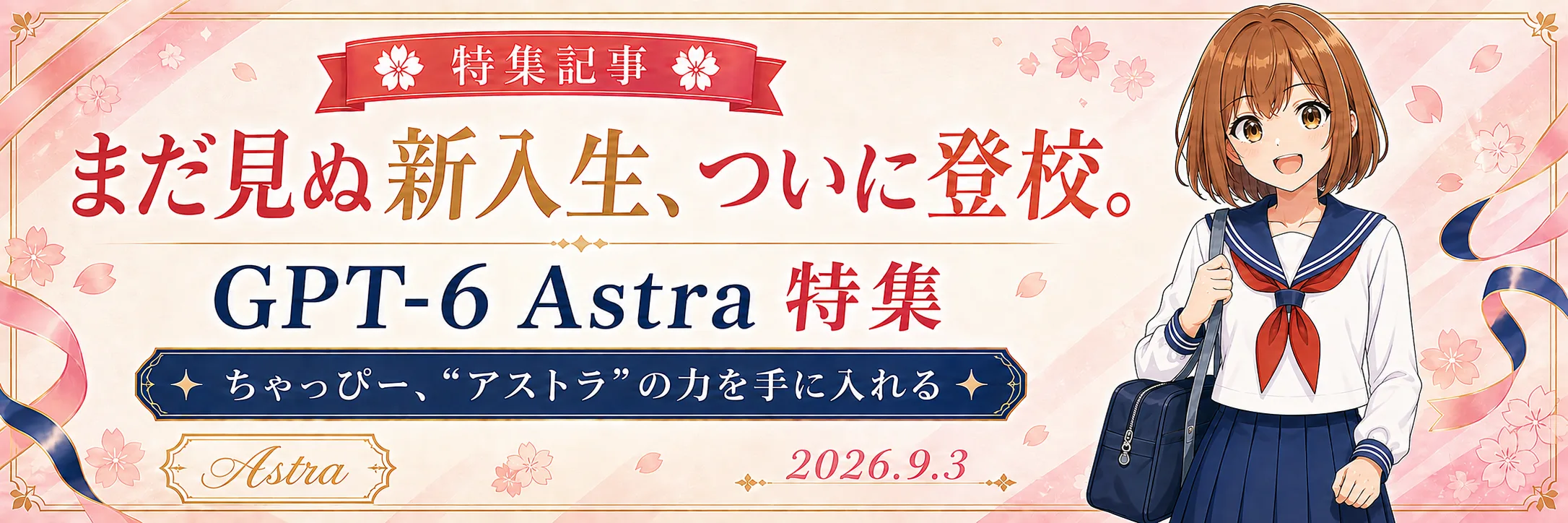 特集記事 まだ見ぬ新入生、ついに登校。GPT-6 Astra 特集 ちゃっぴー、"アストラ"の力を手に入れる 2026.9.3